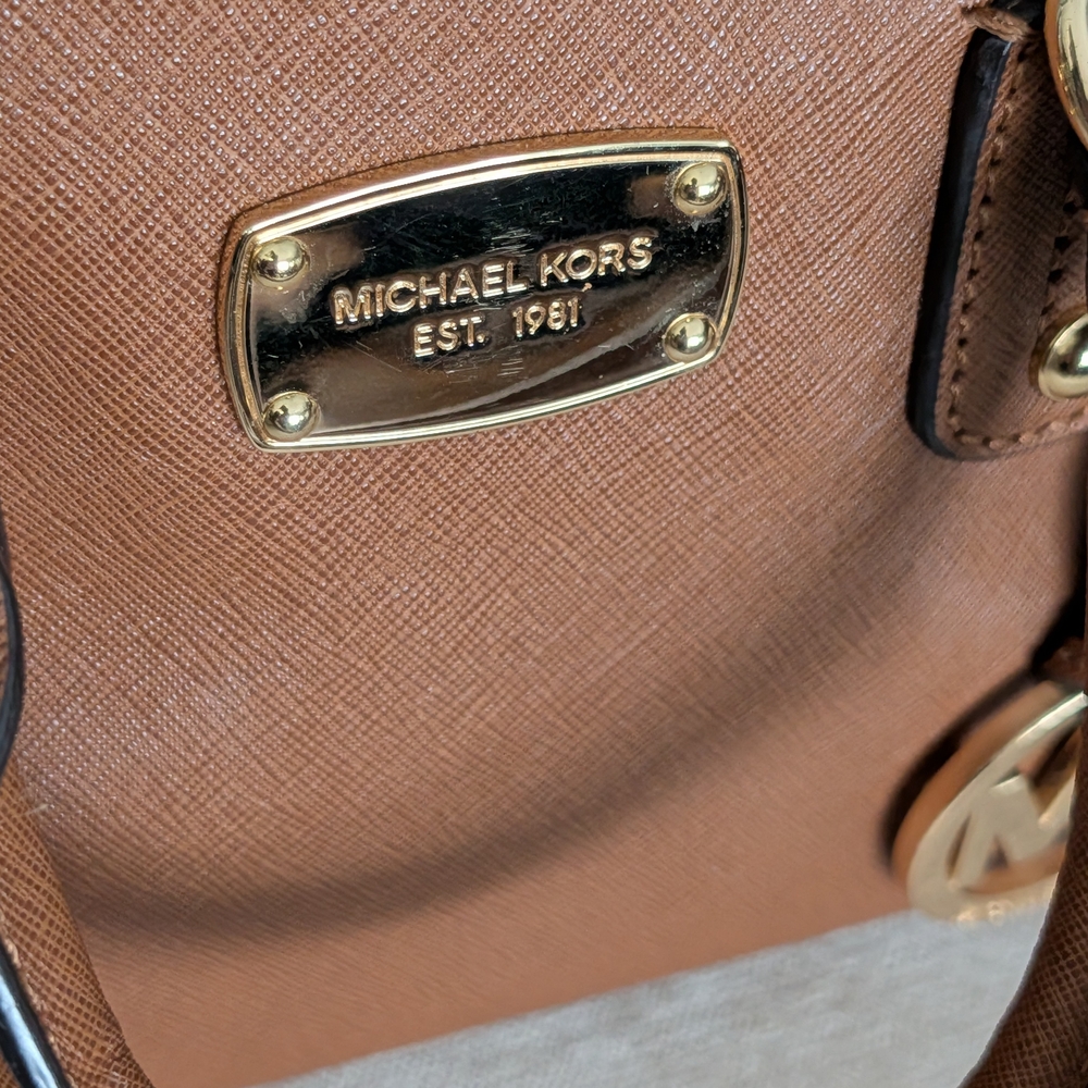 MICHAEL Michael Kors LAILA  Brown Leather Satchel - Picture 6 of 16